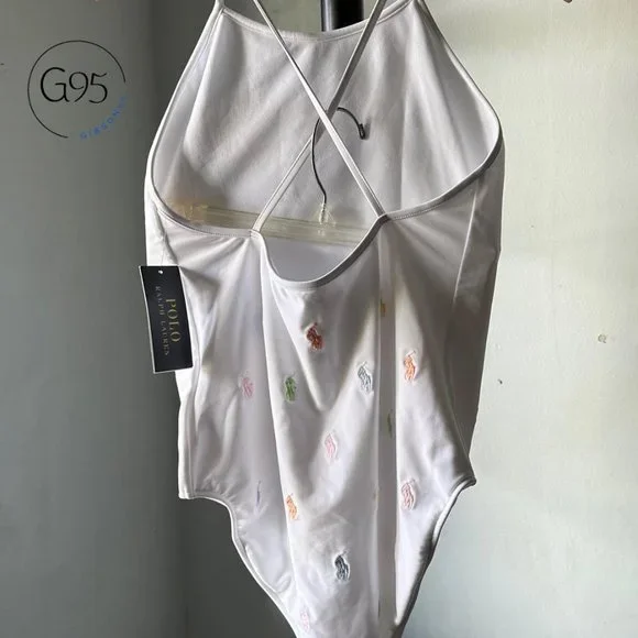 NWT Polo Ralph Lauren Big Girls Multi Color Polo Pony Embroidered SWIMSUIT - Picture 5 of 7